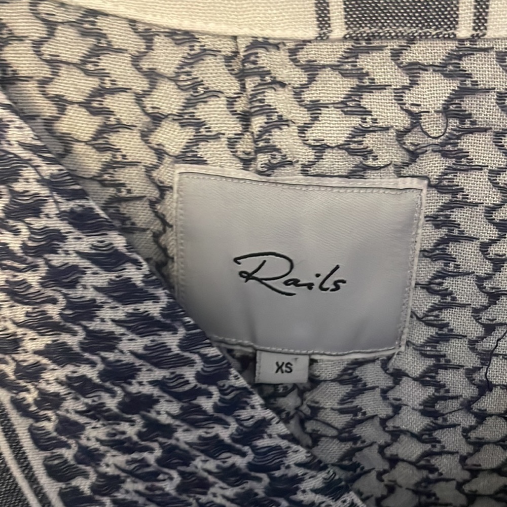 Rails Sz Xs Blue Patterned Boho Top Guc B1015 - image 3